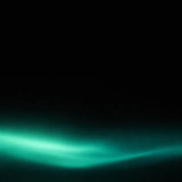 Deep near-black background with a soft mint-and-teal (#50e3c2 / #0d9488) aurora glowing across the lower portion, silky smooth gradient, subtle film grain, extremely minimal and clean, huge black negative
  space